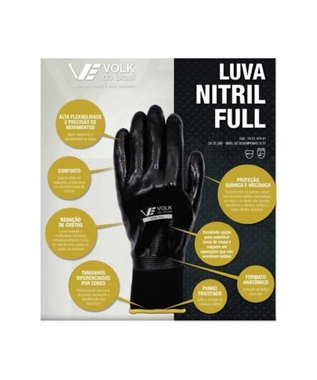 LUVA NITRIL FULL NYLON E BANHO NITRILICO