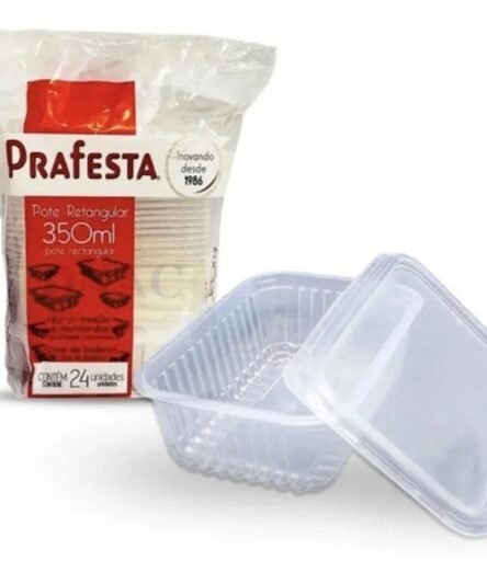 POTE RETANGULAR C/TAMPA 350ML PRAFESTA C24UN
