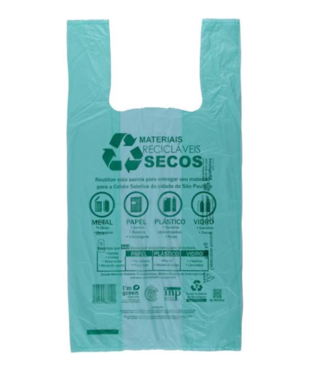 SACOLA PLASTICA BIODEGRADAVEL VERDE - 30X40 CM 1,5KL