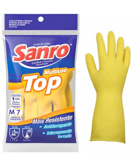LUVA AMARELA FORRADA TAM P TOP SANRO