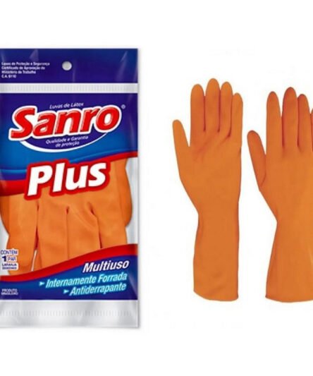 LUVA LATEX  LARANJA TAM G SANRO PLUS