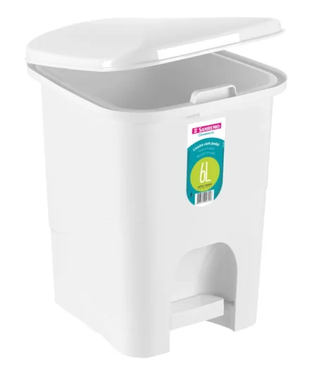 LIXEIRA  6L RETANG SANREMO BARNCA   C/ PEDAL