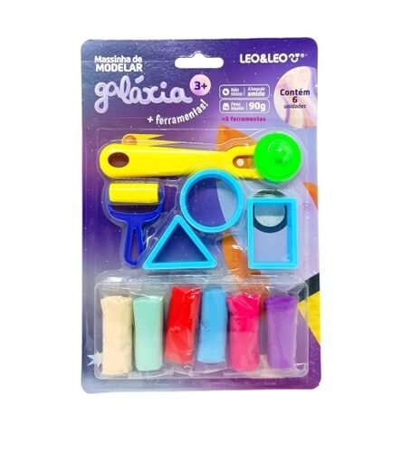 KIT MASSA DE MODELAR GALAXIA  BLISTER C/6 CORES 5 MOLDE