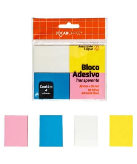 BLOCO ADESIVO TRANSPARENTE 4 CORES
