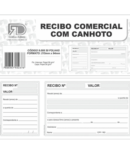 RECIBO COMERCIAL COM CANHOTO REF 9008