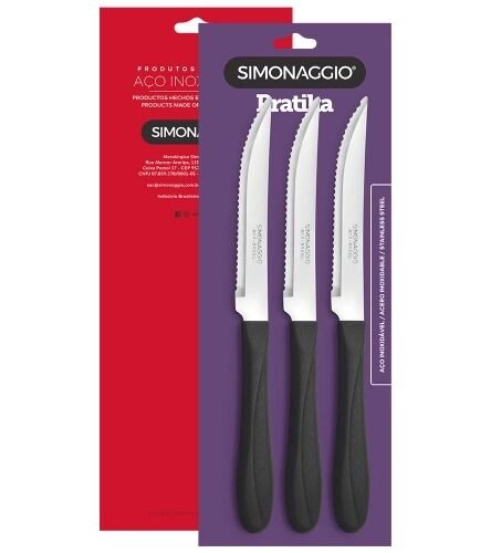 JOGO FACAS P/ CARNE PRETO C/03 UN