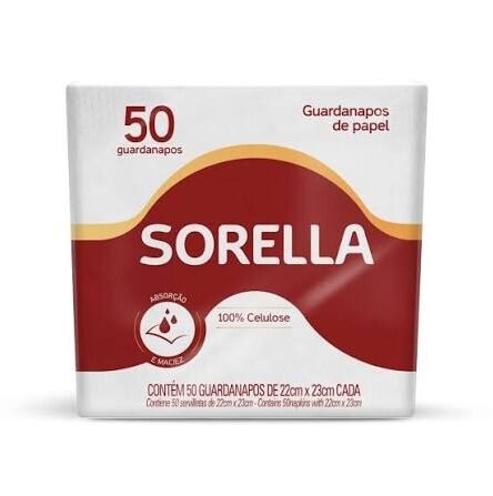 GUARDANAPO SORELLA 9X6 PCTS 30X30,5 C/50 UNID