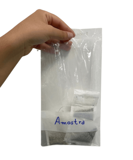 SACO COM TARJA PARA AMOSTRAS DE ALIMENTOS 12X25